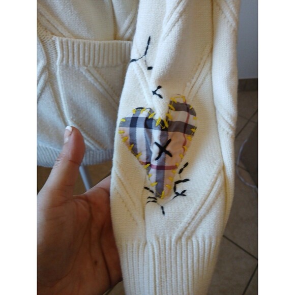 Cardigan Ivory Apric Chunky Knit Large   Embroidered Oversized Sweater Colorful - Picture 8 of 16